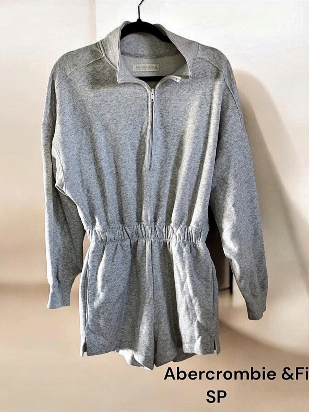 Abercrombie & Fitch The A&F Lounge Collection Quarter Zip Fleece Romper The Gray